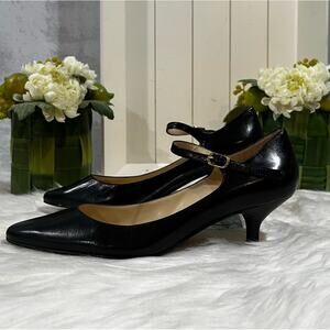 NEW LRL Ralph Lauren Leather Buckle Mary Jane Kitten Heel Almond Toe Pumps 5.5